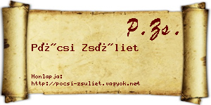 Pócsi Zsüliet névjegykártya